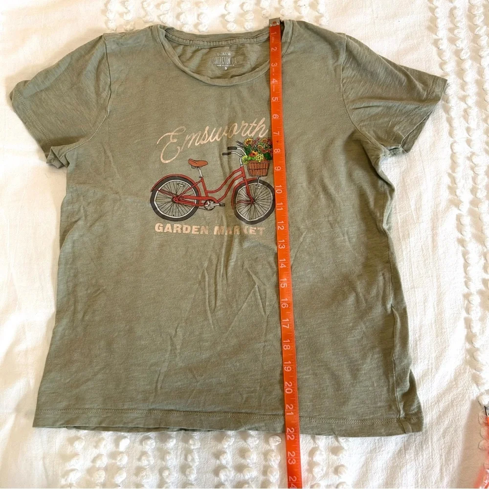 J. Crew Women’s Light Olive Green 100% Cotton Collector Tee Bicycle S - Picture 4 of 8